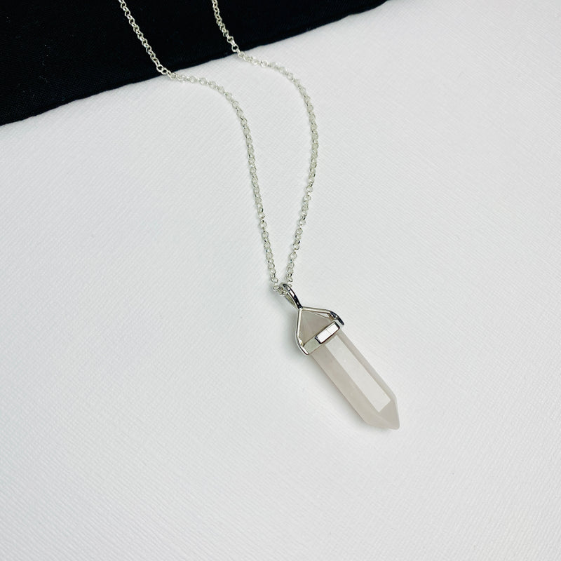 PEACE | Crystal Rose Quartz Point Necklace Sterling Silver