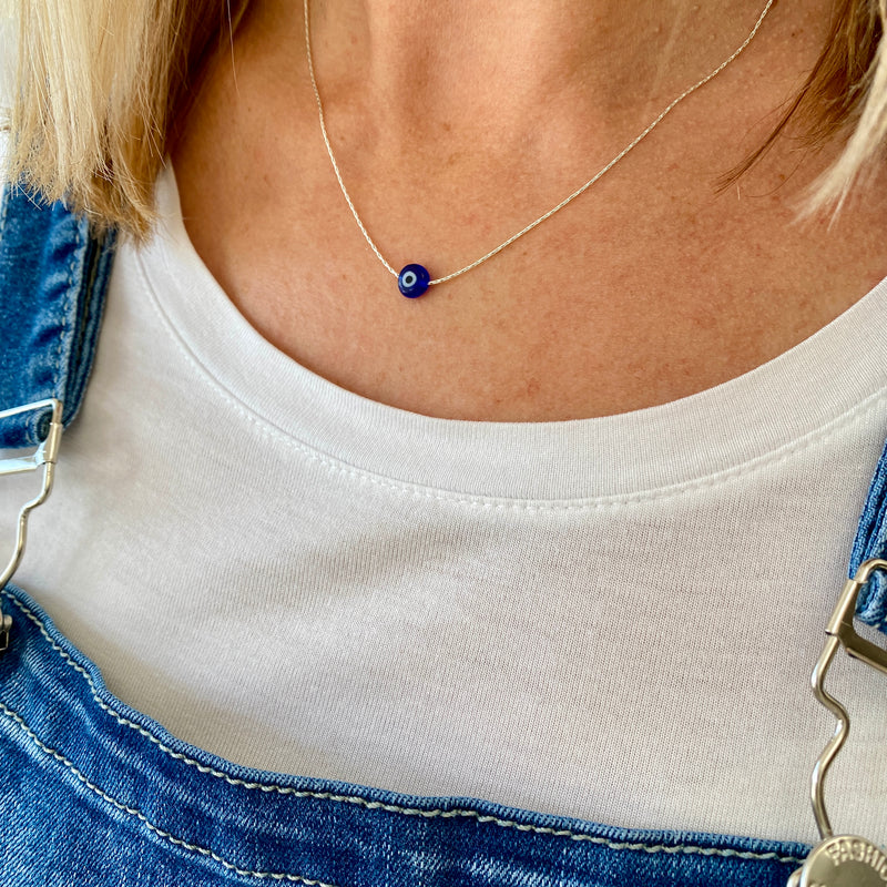 Rough Cut Sapphire Bead Necklace with Diamond Evil Eye – Worthmore Jewelers