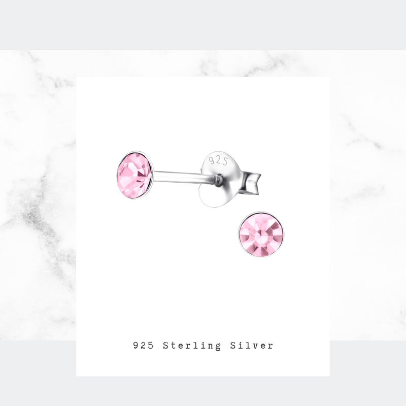 Rose pink earrings. Rose crystal earrings. Earrings for girls.