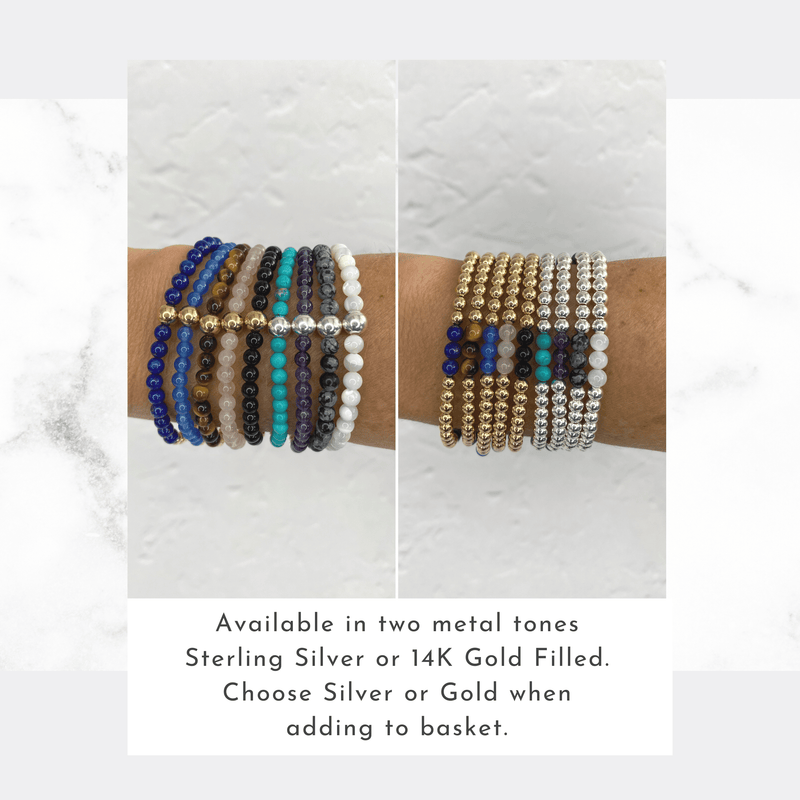 Gemstone bracelets in different colours. Gemstone Jewellery. Gemstone healing bracelets.