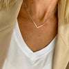 Sterling silver bar necklace with chevron bar. handmade necklace at a length suited to you. KookyTwo.