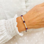 Purple bead bracelet. Purple gemstone bracelet. February birthday gift.
