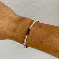 gemstone bracelet with sterling silver beads and amethyst gemstone beads