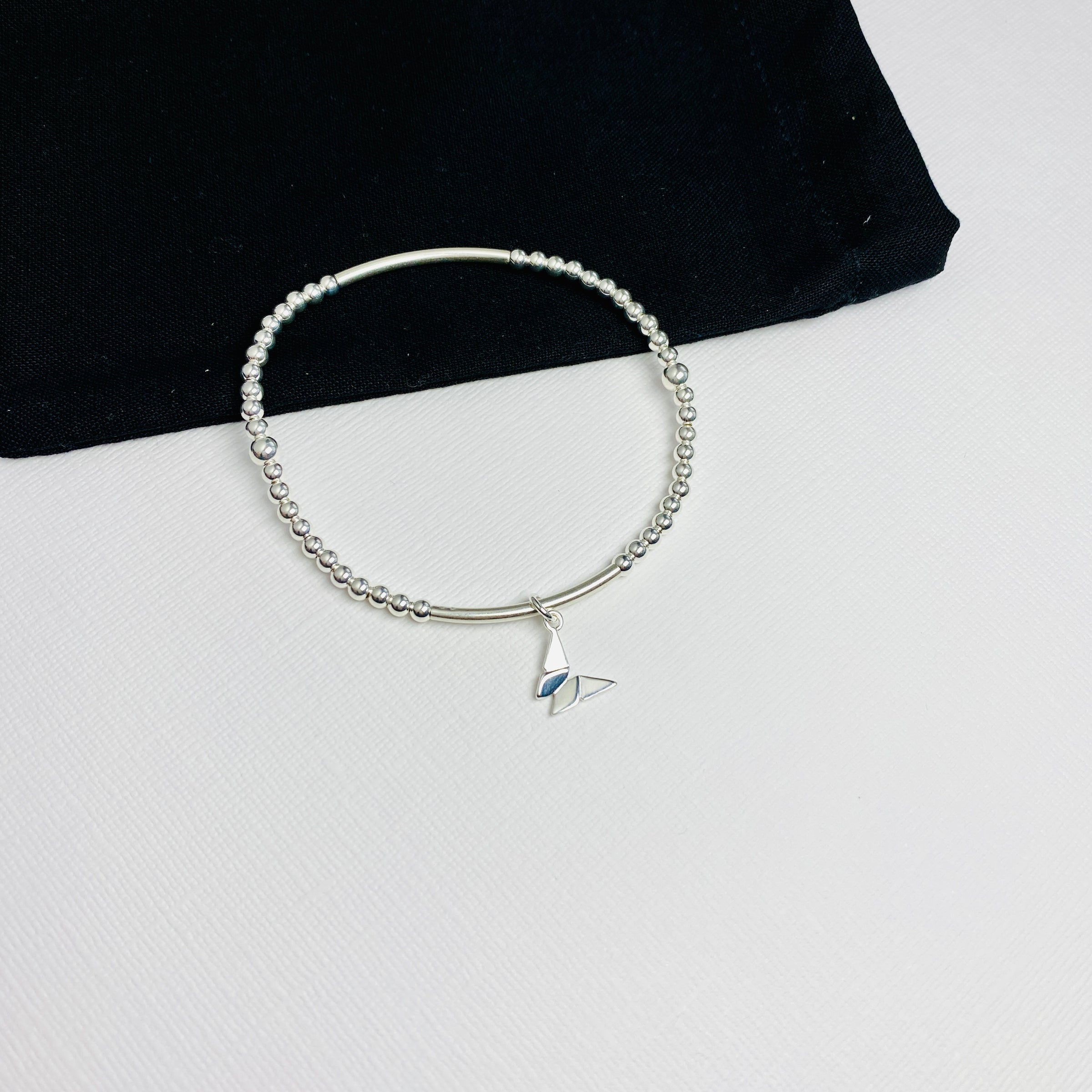 Spoo-Design | Blue and white pair of butterflies on a fine bracelet,  zirconia | 925 silver bracelet