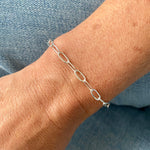 Chunky chain bracelet in sterling silver with long links. KookyTwo  bracelet.