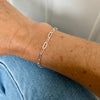 Silver chunky chain bracelet with paperclip style links. KookyTwo Jewellery.