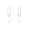 Silver Cross Earring Hoops