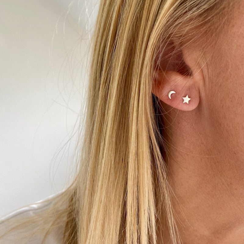 Silver Star Stud Earrings for teens