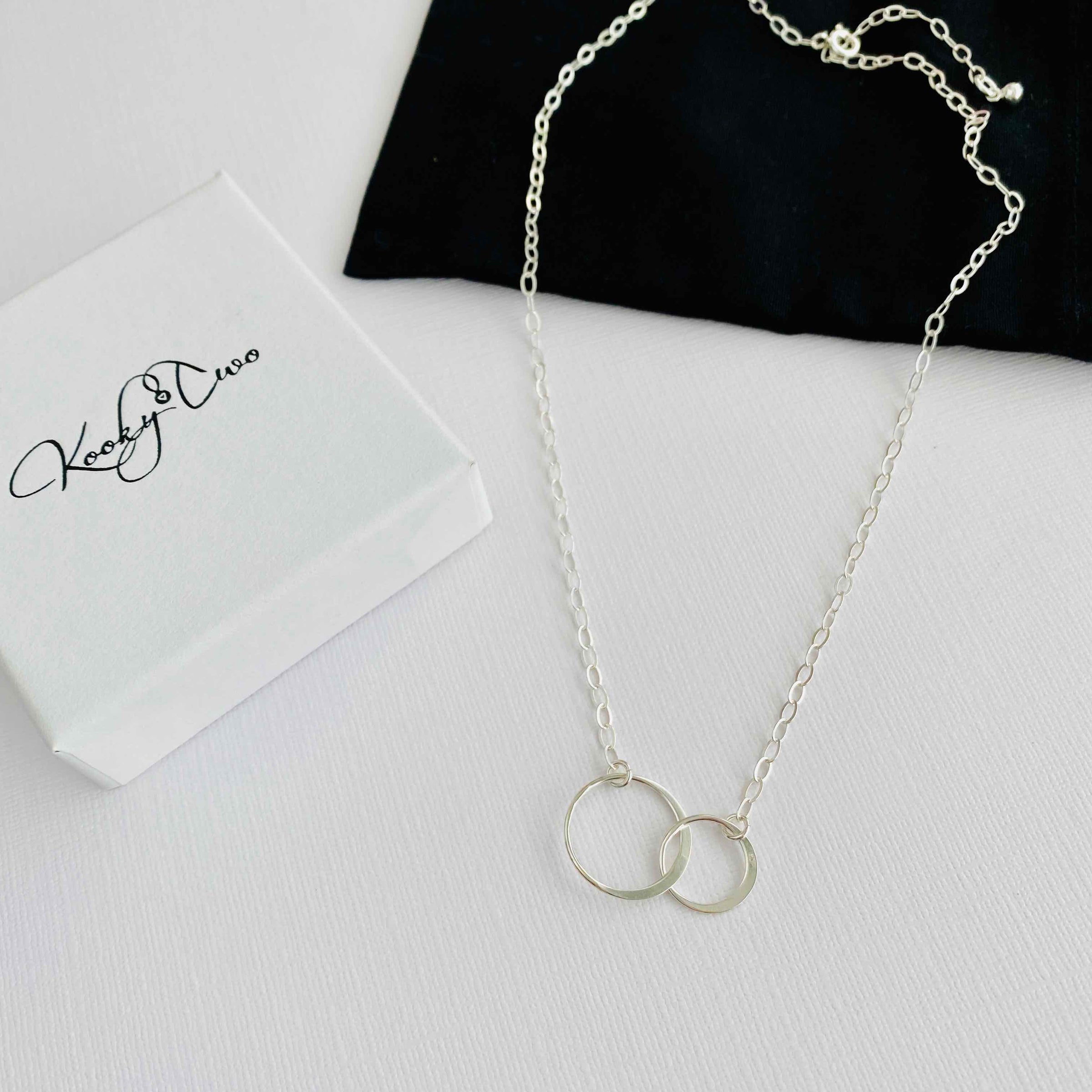 Silver Interlocking Circle Necklace Mother and Daughter Necklace