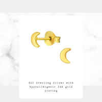 Gold Mini Moon Stud Earrings