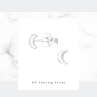 Silver Mini Moon Stud Earrings