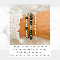 Snowflake obsidian bracelets with silver beads. Gemstone stacking bracelets.