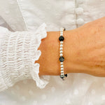 Snowflake obsidian bracelet with sterling silver beads. 