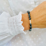 Snowflake obsidian gemstone bracelet. Gemstone bead bracelet with snowflake obsidian gemstones. Scorpio zodiac gift