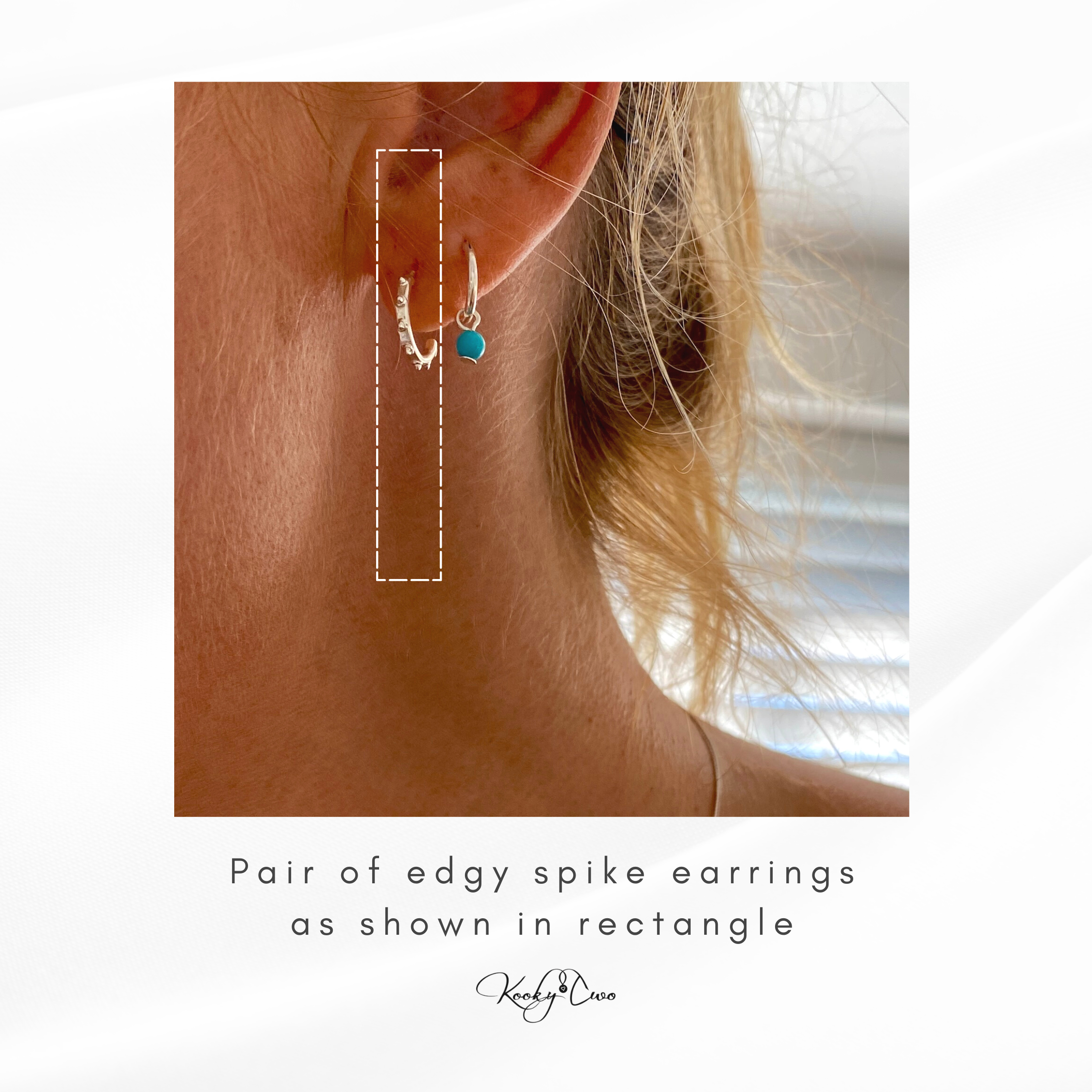 Silver Spike Hoop Earrings Half Hoop Earrings KookyTwo
