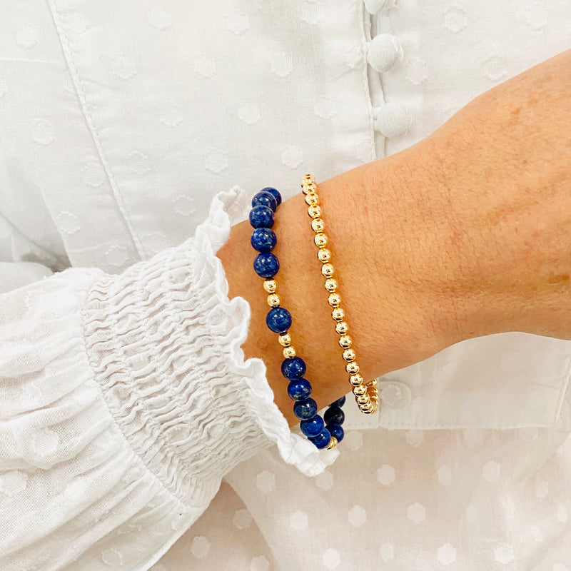 Bracelet stacking set with lapis lazuli beads and gold beads