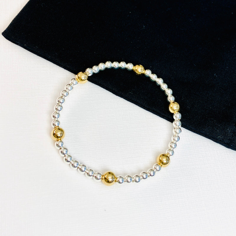 14k Gold Bead Bracelet with Diamond Charm – Vivien Frank Designs