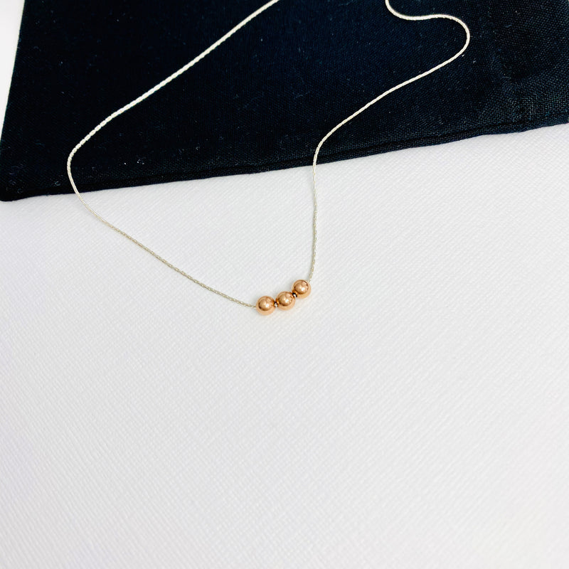 30th Birthday Necklace | Rose Gold Three Bead Necklace - KookyTwo