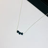 Three heart bead necklace with heart shaped hematite beads on sterling silver chain.