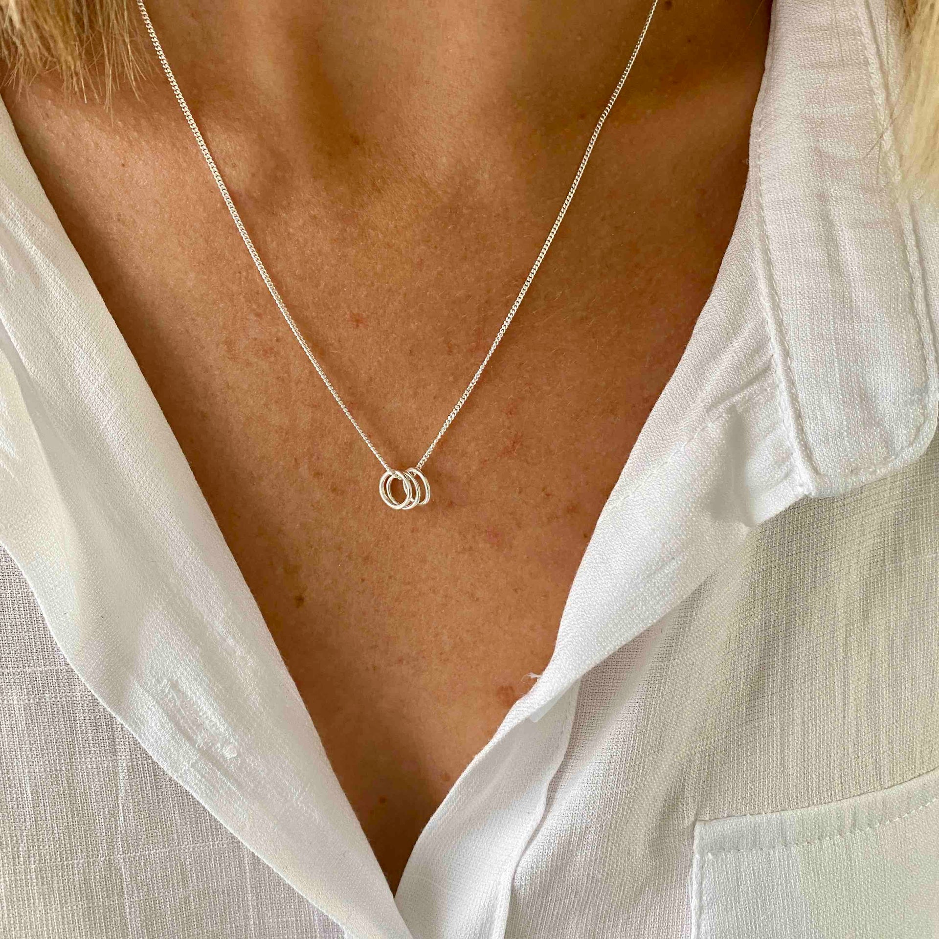 Silver Three Rings Necklace Silver Rings Necklace KookyTwo