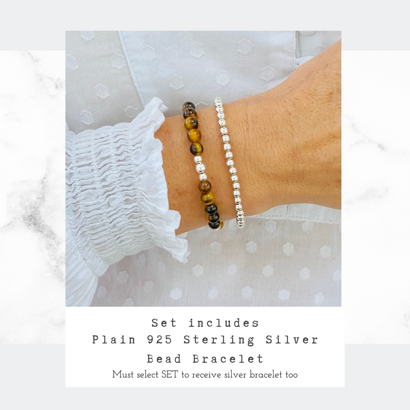 Tiger Eye Bracelet with Silver Accent | Solo or Stack Set