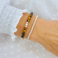 Tiger Eye Bracelet with Silver Accent | Solo or Stack Set