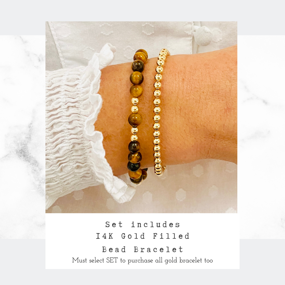 Tiger eye gemstone bracelet stack