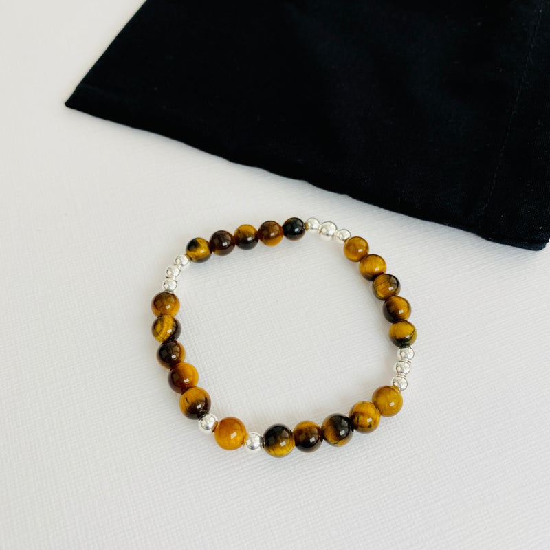 Tiger Eye Bracelet with Silver Accent | Solo or Stack Set