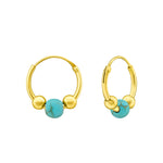 BALI | Gold Turquoise Bead Hoop Earrings