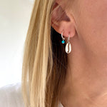 Silver Turquoise Bead Mini Earring Hoops